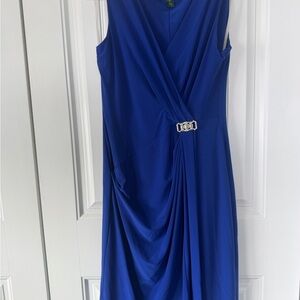 Lauren Ralph Lauren Royal Blue Draped Midi Dress